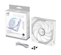 ROG Eurux GR120 ARGB White Edition Ventilateur PWM 120 mm | 2600 tr/min, débit d'air 85 CFM, design en chaîne, 3 zones d'éclairage, niveau sonore de 33 dB(A)