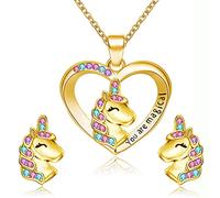 ROGBLIN Cadeau licorne pour femme, collier et boucles d'oreilles licorne pour femme avec pierre CZ joli bijou avec message « You Are Magical Message » pour Noël, anniversaire, fête, cadeau pour fille