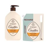Rogé Cavaillès Gel Bain Douche Lait et Miel 1L + Eco-Recharge 1L