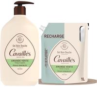 Rogé Cavaillès | Lot Gel Douche Amande Verte 1L + Eco-Recharge 1L - Nettoyant Surgras Doux et Nourrissant pour Peaux Sèches et Sensibles - Hydratation Longue Durée - Format Économique et Écologique