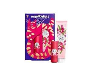 RogerGallet, Coffret Duo Gingembre Rouge, Baume Lèvres + Crème Mains | Coffret aux notes de gingembre rouge, Fragrance énergisante, Apporte une sensation de vitalité, Usage quotidien