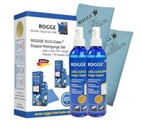 Rogge Duo-Clean Original Lot de 2 nettoyants d'écrans plasmas tactiles TV LCD TFT LED 250 ml chacun + 2 chiffons en microfibre professionnels Rogge 38 x 40 cm L'original, depuis 1998 Fabriqué en Allemagne