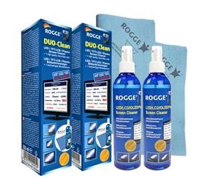 Rogge Duo-Clean Original Lot de 2 nettoyants d'écrans plasmas tactiles TV LCD TFT LED 250 ml chacun + 2 chiffons en microfibre professionnels Rogge 38 x 40 cm L'original, depuis 1998 Fabriqué en Allemagne