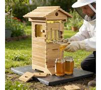 ROGHA Ruches automatiques en Bois cèdre à Flux laminaire,avec fenêtre d'observation Transparente pour Un Suivi régulier santé des Abeilles,Format Compact pouvant accueillir jusqu'à 6 000 Abeilles