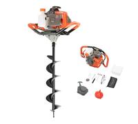 ROGONPDK 2 Stroke 71CC Petrol Earth Auger Post Hole Borer + 3 embouts à œil + embout d'extension, moteur pétrole + 4", 6", 8", foret de forage, kit de forage de jardin, pour les surfaces forestières