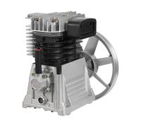 ROGONPDK 3HP Tête de pompe à piston, cylindre, compresseur d'air, tête de moteur, outil à air, 250 l/min, tête de pompe à air à deux cylindres, argent + noir, tête de compresseur d'air à une étape