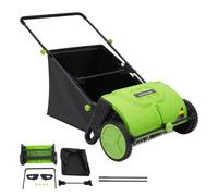 ROGONPDK Balayeuse à gazon coulissante 100 l | Balayeuse à feuilles manuelle, 136 x 70 x 75 cm, hauteur de travail -7 à +27 mm, pour pelouse, cour, jardin