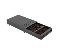 ROGONPDK Boîte à expresso avec tiroirs - Boîte à café à expresso - Boîte à café - Distributeur de café professionnel - Tiroir à marc de café en acier inoxydable - Noir