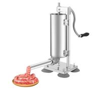 ROGONPDK Machine à saucisses manuelle de 3 l - Machine à saucisses verticale - En acier inoxydable - Avec 4 tubes en acier inoxydable et tubes en plastique - Ventouses