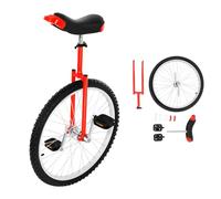 ROGONPDK Monocycle de 61 cm avec 2 pédales - Monocycle adulte réglable en hauteur - Pour employés de bureau, amateurs de cyclisme et autres - Rouge