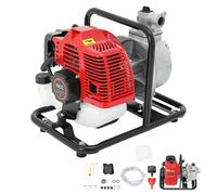 ROGONPDK Pompe à eau à essence 2 temps 1,7 CV 1,25 kW 43 cc 8500 tr/min Pompe de jardin Pompe à eau sale Pompe de piscine Pour irrigation Arrosage Drainage