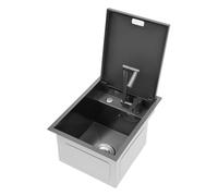 ROGONPDK Single Bowl - Couvercle en acier inoxydable - Lavabo caché - Simple - Sous meuble - Avec robinet pivotant - Pour cuisine (450 x 350 x 210 mm)