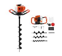 ROGONPDK Tarière à essence 52 cc, foret de clôture et 1 Extns 3 fosses Digger, tarière à essence 2,3 CV, perceuse pour pieu à essence + 3 forets, pour un usage domestique et les chantiers