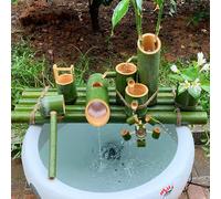 Rogqi Japaese Garde Decoratio Idoor Water Feature ZE Garde Foutai Bamboo Water Feature Waterscape for Pod Fish Tak Courtyard, Brown, 60cm/23.6in