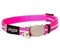 Rogz réfléchissant en Nylon Collier pour Chat avec Breakaway Clip et Amovible Bell, Entièrement réglable pour s'adapter à la Plupart des Races, Rose