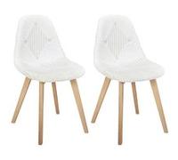ROHAN - Lot de 2 Chaises Imitation Laine Motif Patchwork Blanc - Altobuy Blanc