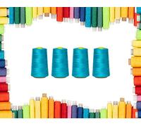 Rohans Fil à surjeteuse 40/2 (120), 4570 m de fil à coudre, cônes multicolores pour machine à coudre, 100 % polyester (turquoise, 4)