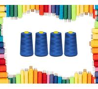 Rohans Fil à surjeteuse 40/2 (120), 4570 m de fil à coudre, cônes multicolores pour machine à coudre, 100 % polyester (bleu roi, 4)