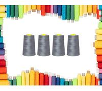Rohans Fil à surjeteuse 40/2 (120), 4570 m de fil à coudre, cônes multicolores pour machine à coudre, 100 % polyester (gris moyen, 4)