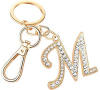 Rohans Porte-clés de voiture en alliage plaqué or avec strass en cristal et lettre de l'alphabet, M, taille unique