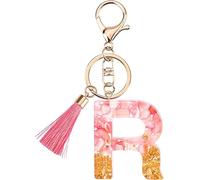 Rohans Porte-clés lettre initiale en résine rose et or avec fermoir mousqueton, R, taille unique