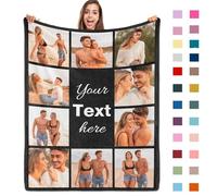 ROHBVMN Plaid personnalisé Photos et Texte,Couverture personnalisée Couverture bébé personnalisée,plaide personnalisée Amoureux,Couple,Meilleure Ami,Famille,Copain,Idées de Cadeaux d'anniversaire