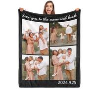 ROHBVMN Plaid personnalisé Photos et Texte,Couverture personnalisée Couverture bébé personnalisée,plaide personnalisée Amoureux,Couple,Meilleure Ami,Famille,Copain,Idées de Cadeaux d'anniversaire