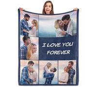 ROHBVMN Plaid personnalisé Photos et Texte,Couverture personnalisée Couverture bébé personnalisée,plaide personnalisée Amoureux,Couple,Meilleure Ami,Famille,Copain,Idées de Cadeaux d'anniversaire