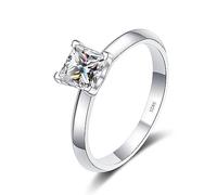ROHCGHC bague en diamant, 2ct Princesse Coupe D Couleur VVS1 Blanc/Vert/Rose Bague en Diamant Moissanite Anniversaire de Fiançailles Promesse Alliances for Femmes avec Certificat(White,9)