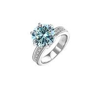 ROHCGHC bague en diamant, Alliances de mariage en Moissanite 5ct for femmes, coupe ronde, couleur D, bague diamant VVS1, bagues fiançailles vert/jaune/rose avec certificat(Blue,8)
