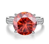 ROHCGHC bague en diamant, Bagues de mariage en Moissanite for femmes, 5ct, coupe ronde, couleur D, bagues diamant VVS1, fiançailles avec certificat(Red,9)