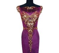 ROHCGHC Broderie, Robe de mariée brodée en Tissu Dentelle à Paillettes, Maille Noble, Patch appliqué for décoration de Robe, Bricolage(Purple)
