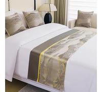 ROHCGHC Couvre-Lits, Chemin de lit et écharpes Luxe, écharpe d'extrémité à Motif Patchwork Montagnes, literie élégante, décoration Chambre Coucher d'hôtel Mariage(Grey,50 * 160cm for 100cm Bed)