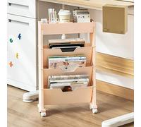 ROHCGHC étagère Mobile, Chariot à bibliothèque Mobile, étagère Portable, 3 Niveaux avec roulettes, étagères d'organisation de Classe, Petite