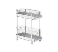 ROHCGHC étagère Mobile, Chariot à livresChariot Utilitaire Roulant avec tiroirs Étagère Mobile 2 Niveaux for Le Rangement, la Salle de uisine, Blanc, 18 CM