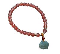 ROHCGHC Les perles,Bracelet en perles de jade, Bracelet en Jade 5MM néphrite hétienne Feng Shui éléphant Talisman spirituel porte-bonheur extensible