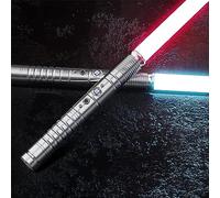ROHCGHC Sabre Laser, Sabre Lumineux de Duel RGB FX 2 en 1 for Enfants, Double Sabre à poignée Alliage d'aluminium qualité supérieure avec 7 Couleurs modifiables, Halloween Cosplay(Silver)