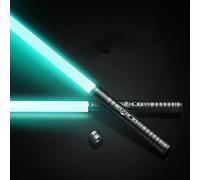ROHCGHC Sabre Laser, Sabre Lumineux de Duel RGB FX 2 en 1 for Enfants, Double Sabre à poignée Alliage d'aluminium qualité supérieure avec 7 Couleurs modifiables, Halloween Cosplay(Black)
