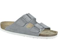 Rohde Alba, mules bio en cuir velours pour femmes en basalte, boucles réglables, semelle intérieure en cuir
