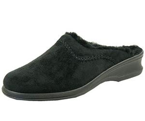 Rohde Damen Hausschuhe Pantoffeln Lammfell Weite F Farun 2510, Pointure: 39.5 EU, La Couleur:Noir