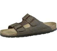 Rohde Grado, biopantolettes en cuir gras pour hommes en mocca, boucles réglables, lit plantaire en cuir