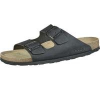 Rohde Grado, biopantolettes en cuir pour hommes en noir, boucles réglables, lit plantaire en cuir
