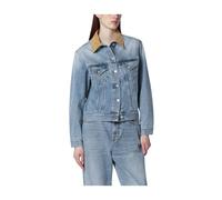 Róhe - Veste en jean ajustée à col en daim - Femme - Vestes - Bleu - Taille: 38 FR