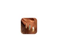 Roheafer 3 Paires Boucles d'Oreilles Créoles Or Femme - Créoles 14K Plaqué Or Hypoallergénique - Petites Créoles Épaisses Torsadées pour Piercings Multiples(Twist)