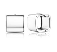 Roheafer Boucles d'oreilles Créoles pour Femmes - Mini Créoles Épaisses en Argent 925 | Plaqué Or 14 carats Boucles d'oreilles Huggie | Hypoallergénique(W Square-S)