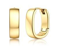 Roheafer Boucles d'oreilles Créoles pour Femmes - Mini Créoles Épaisses en Argent 925 | Plaqué Or 14 carats Boucles d'oreilles Huggie | Hypoallergénique(Square-G)