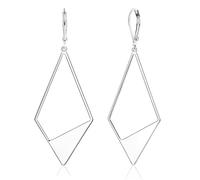 Roheafer Boucles d'Oreilles Femme Pendantes Hypoallergéniques Boucle d'Oreille Argent 925 Leverback Pendante Longues Martelé Barre Disque Losange Elégant Bijoux Cadeau Femme