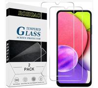 ROHGAO Lot de 2 protections d'écran en verre trempé pour Samsung Galaxy A03s/A03, dureté 9H, compatible avec coque, sans bulles, anti-rayures, facile à installer