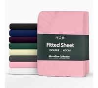 Rohi Drap-housse 100 % microfibre - 40 cm de profondeur avec coins élastiques - Ultra doux, hypoallergénique et durable - Rose - 180 x 200 cm