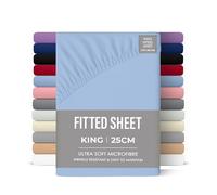 Rohi Drap-housse en microfibre de 25 cm de profondeur, confortable, doux et respirant, avec coins élastiques, hypoallergénique et durable (bleu ciel, 150 x 200 m)